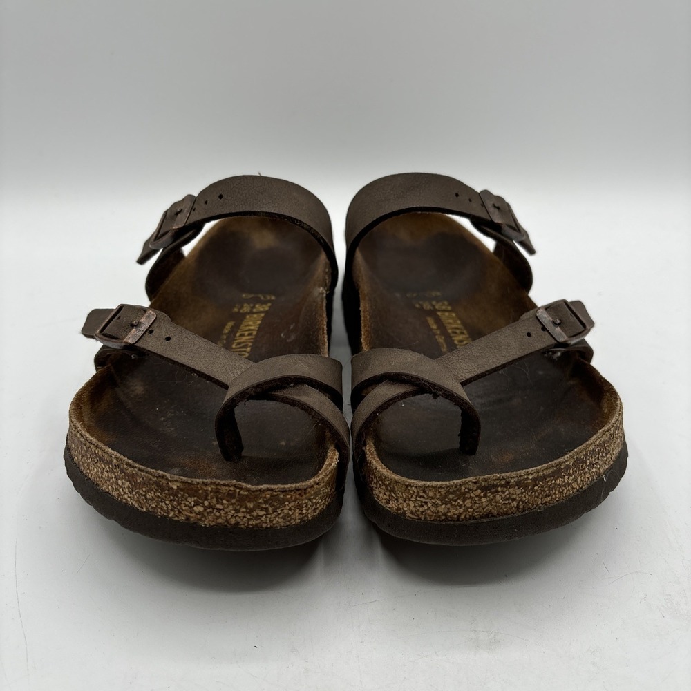 Birkenstock Mayari Brown Leather Criss‎ Cross Sandal Size 38 Women's 7